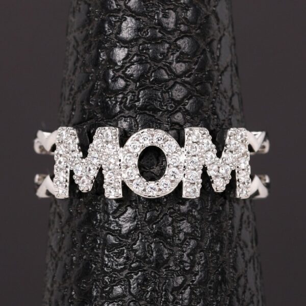 Letter Heart Shape Mother's Day Opening Adjustable Ring - Image 4