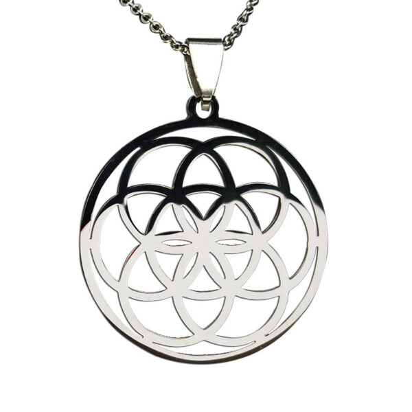 Hollow Circle Ring Pendant Flower Of Life Sacred Geometric Clavicle Chain Necklace - Image 5