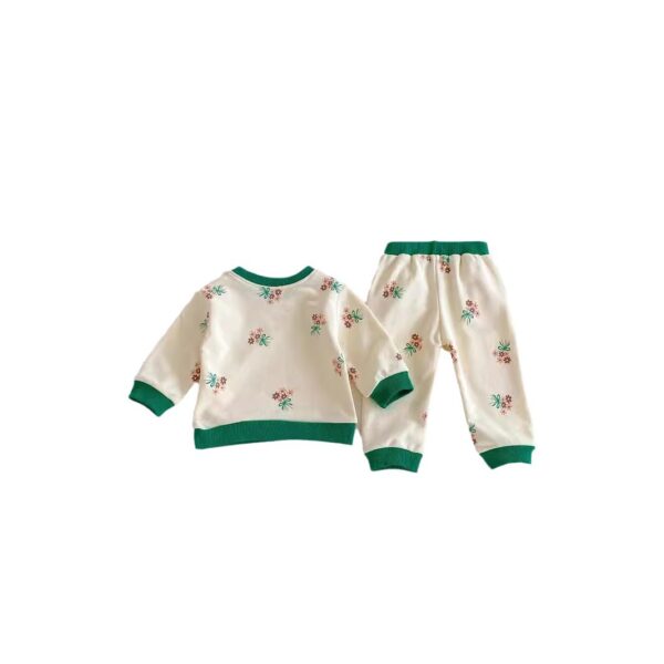 Baby Western Style Small Flower Suit Long Sleeve Pants - Image 5