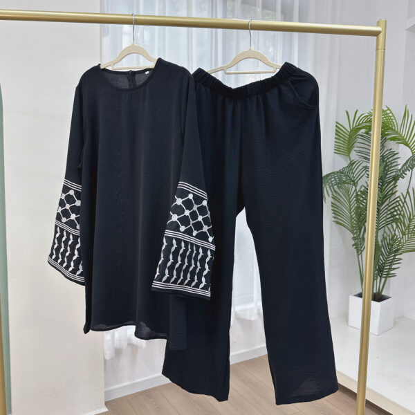 Turkey Embroidered Wide-leg Pants Two-piece Set - Image 8