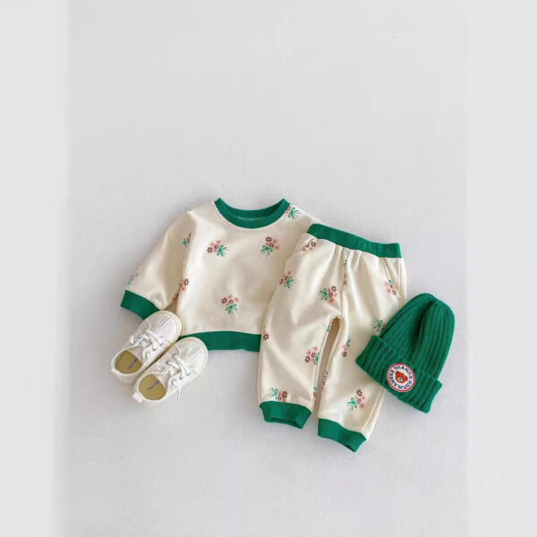 Baby Western Style Small Flower Suit Long Sleeve Pants - Image 2