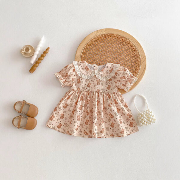 Bear Floral Girl's Dress Western Style Leisure Skirt - Image 5