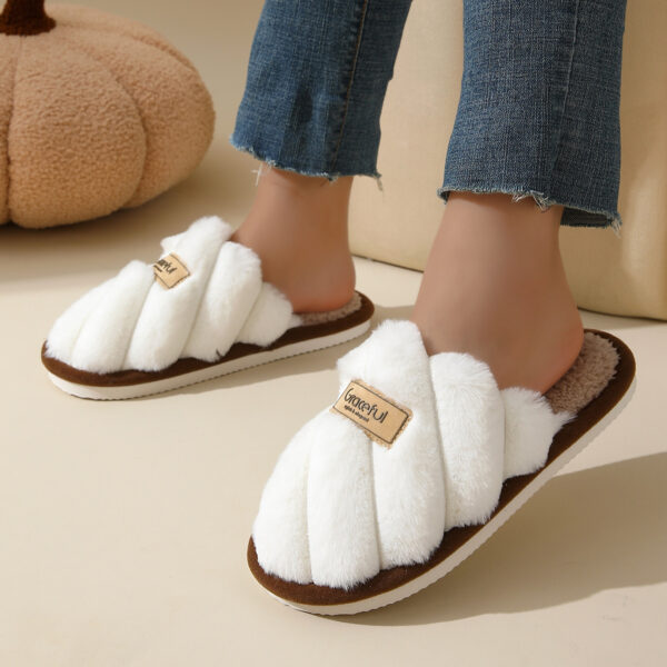 Women's Fur Fall And Winter Outer Wear Non-slip Indoor Platform Home Cotton Slippers - Image 9