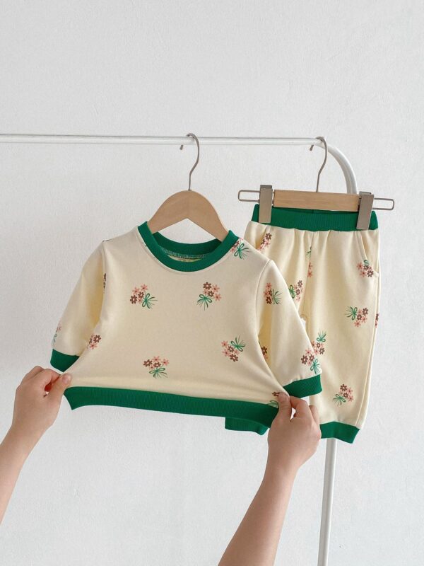 Baby Western Style Small Flower Suit Long Sleeve Pants - Image 6
