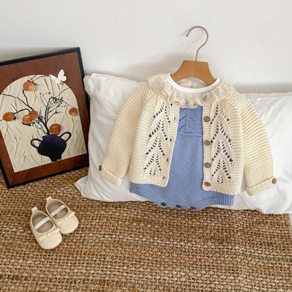 Girls' Spring And Autumn Knitted Romper - Image 5