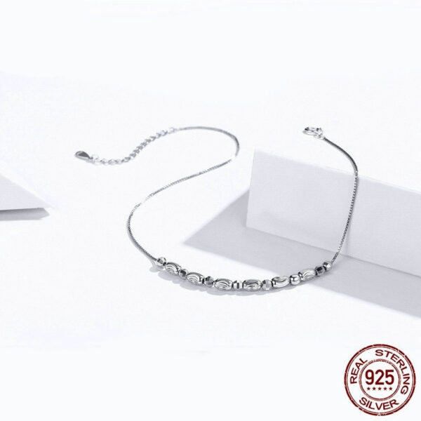 Round Beads 925 Sterling Silver Fashion White Gold Plated Anklet - Image 3