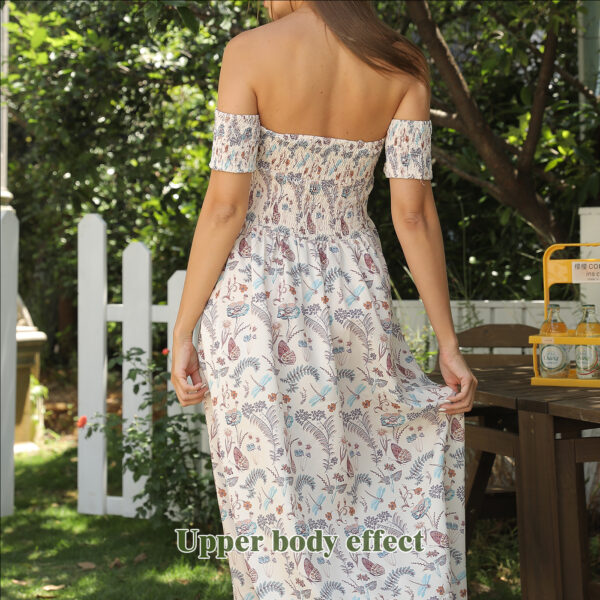 Women's Off Shoulder Strapless Floral Dress - Image 7