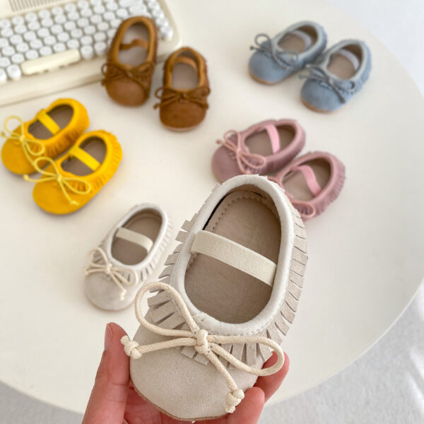 Spring Genuine Leather Baby Girl Shoes Big Bow Covered Fringe Non-slip Wear-resistant Soft Sole Shoes - Image 9