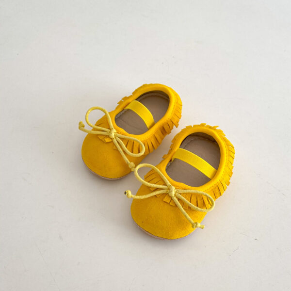 Spring Genuine Leather Baby Girl Shoes Big Bow Covered Fringe Non-slip Wear-resistant Soft Sole Shoes - Image 3