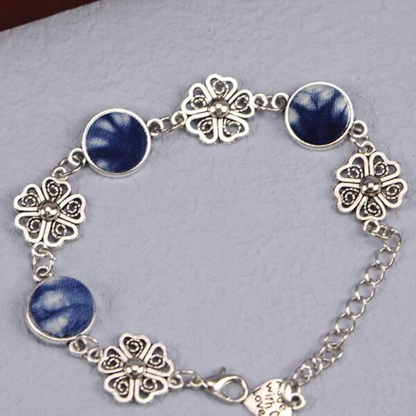 Ethnic Blue Dyed Tie-dye Bracelet Hand-stitched - Image 2