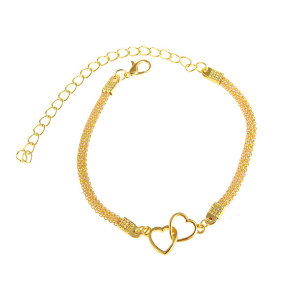 Anklet Fashion Flat Chain Two Hearts - Image 4