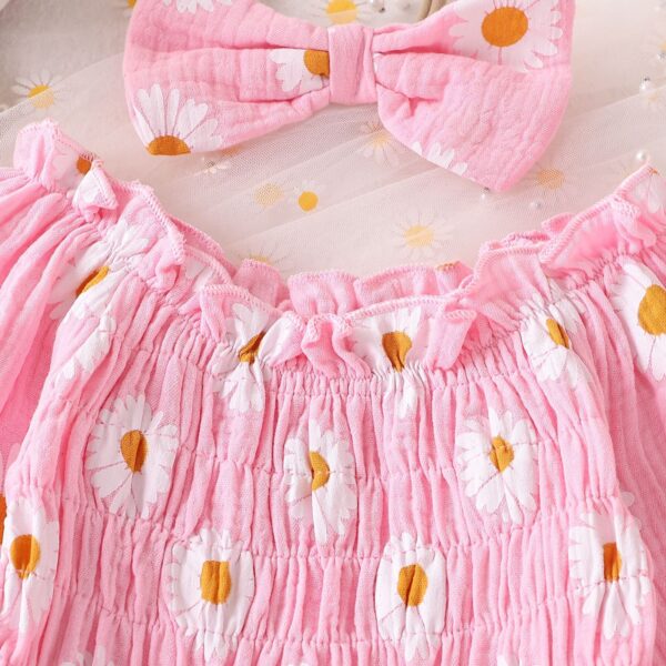 Baby Girl Floral Long Sleeve With Headdress Overalls - Image 6