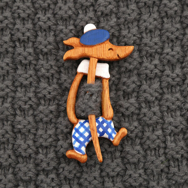 Wooden Animal Brooch Cute Gift Knitted Sweater - Image 2