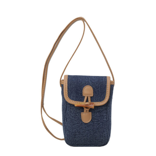 Vertical Denim Mobile Phone Bag Women's Horn Button Shoulder Messenger Bag - Image 3