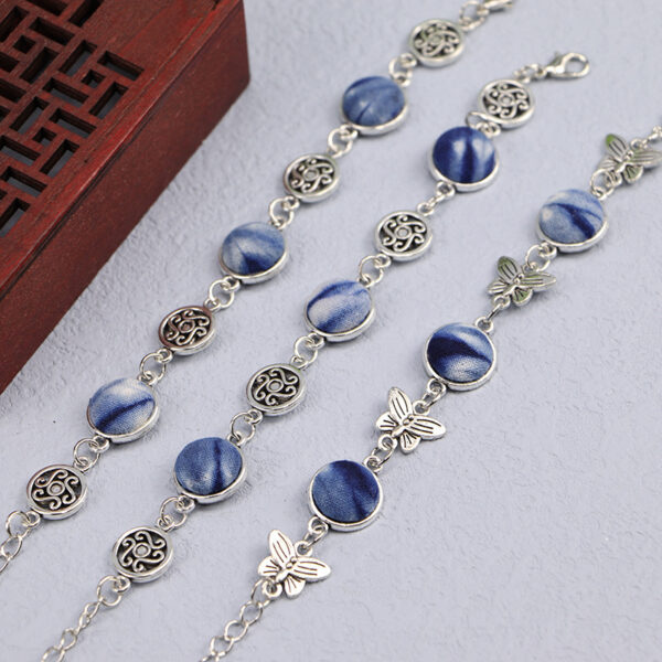 Ethnic Blue Dyed Tie-dye Bracelet Hand-stitched - Image 4