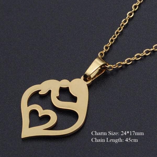 Titanium Steel Love Heart Necklace Love Heart Stainless Steel Pendant Necklace - Image 2