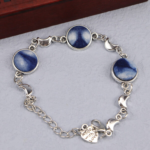 Ethnic Blue Dyed Tie-dye Bracelet Hand-stitched - Image 9