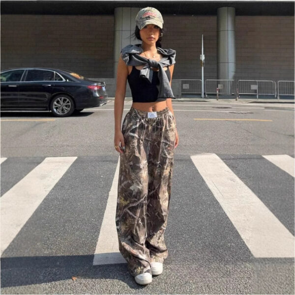 Slimming Casual Pants Hip Hop Retro Street Multi-pocket Camouflage Cargo Pants For Women Y2k Hip-hop Cargo Grunge Baggy Trousers - Image 6