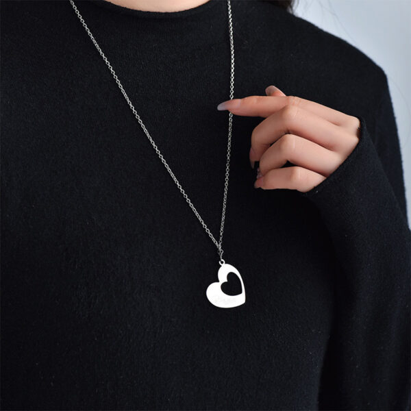 Heart-shaped Stitching Stainless Steel Necklace - Image 4