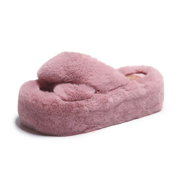 Cross Fluffy Slippers Women's Thickened Warm - Image 4