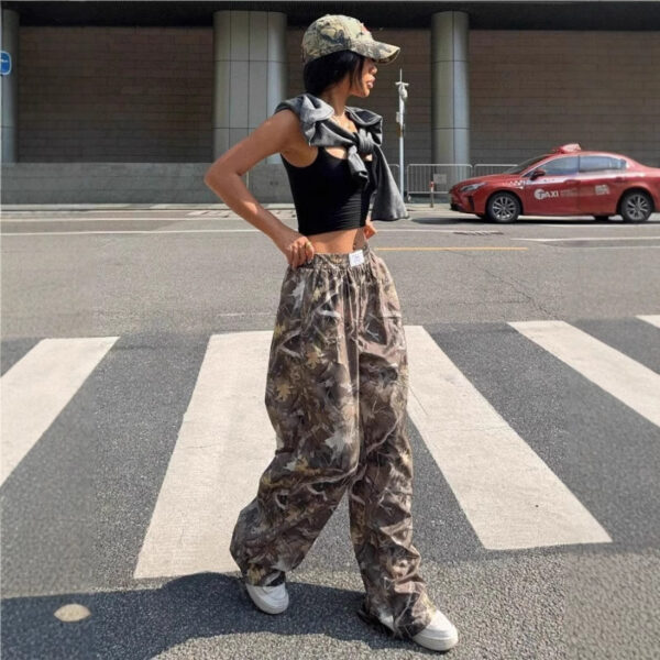 Slimming Casual Pants Hip Hop Retro Street Multi-pocket Camouflage Cargo Pants For Women Y2k Hip-hop Cargo Grunge Baggy Trousers - Image 5