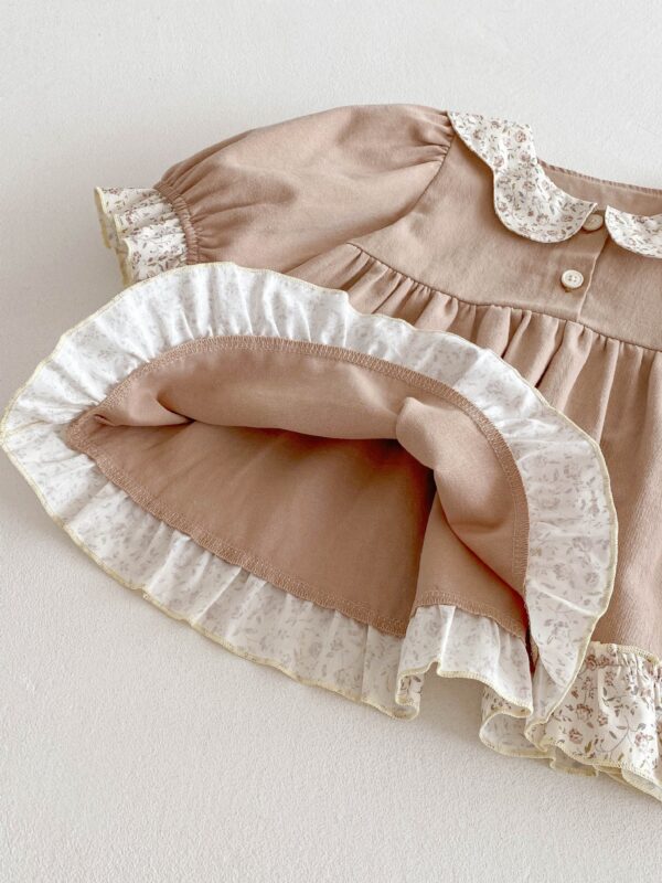 Long Sleeve Floral Lace Lapel Girl Dress - Image 2