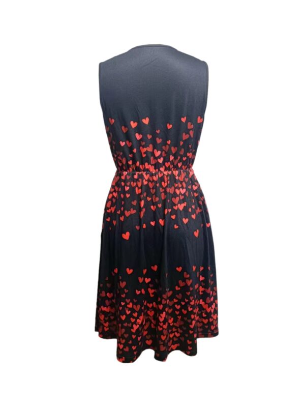 Ladies' V-neck Heart-shaped Printed Casual Off Shoulder Dress - Image 2