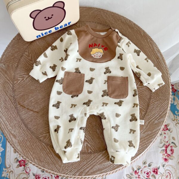 Waffle Bear Cute Pocket Bodysuit - Image 5