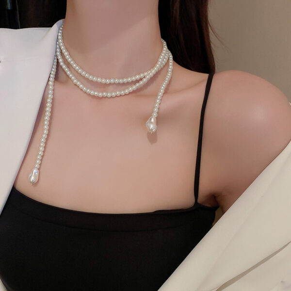 Irregular Long Pearl Necklace Niche - Image 5