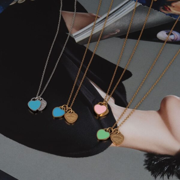 Necklace Love Enamel Heart Pendant Titanium Steel - Image 4