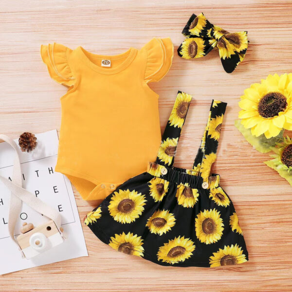 SUNFLOWER Printing Suit Romper Three-piece Suit - Image 2