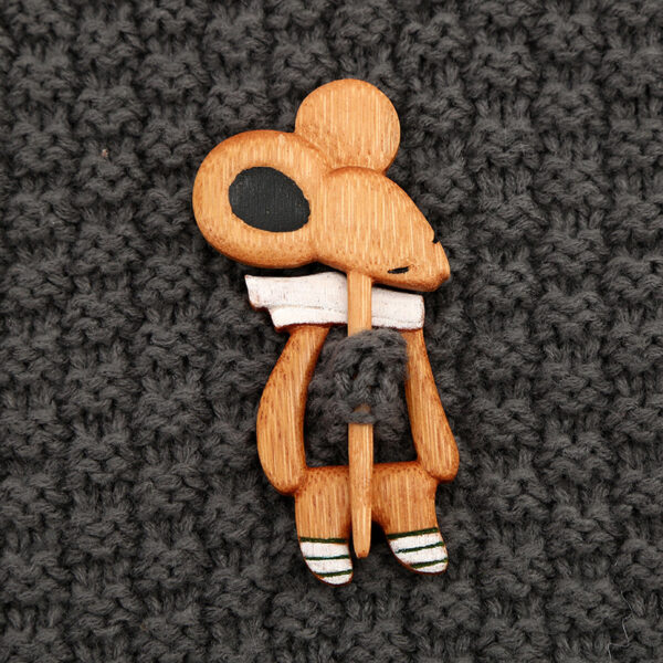 Wooden Animal Brooch Cute Gift Knitted Sweater - Image 6