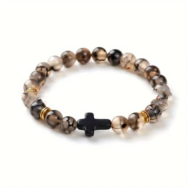 Bohemian Natural Stone Turquoise Cross Beads Bracelet - Image 5