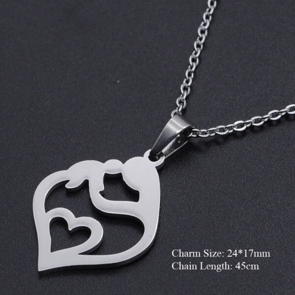 Titanium Steel Love Heart Necklace Love Heart Stainless Steel Pendant Necklace - Image 3