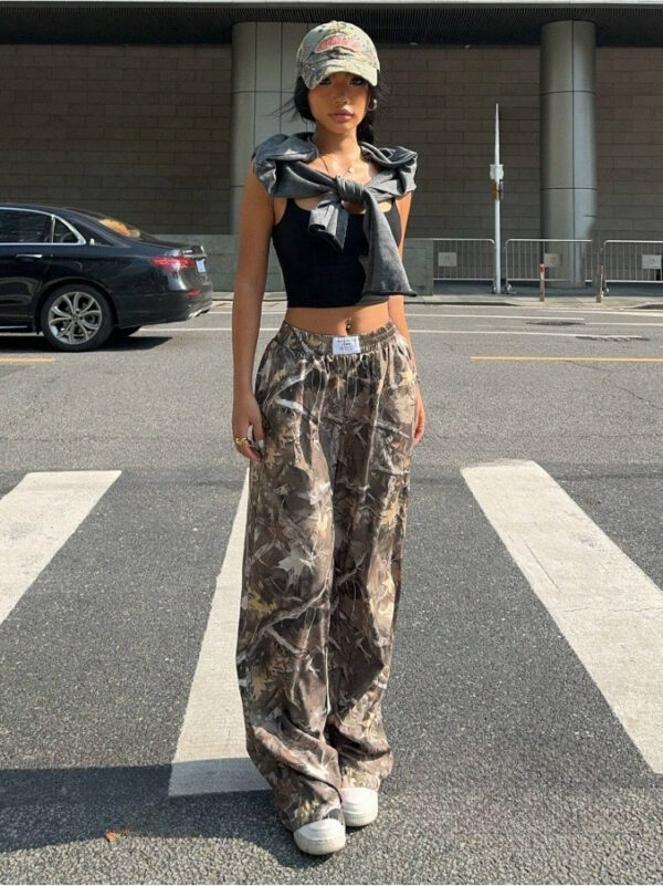 Slimming Casual Pants Hip Hop Retro Street Multi-pocket Camouflage Cargo Pants For Women Y2k Hip-hop Cargo Grunge Baggy Trousers - Image 4