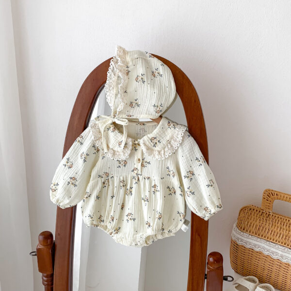 Hat For Free Baby Floral Doll Collar Jumpsuit Clothes For Babies - Image 5