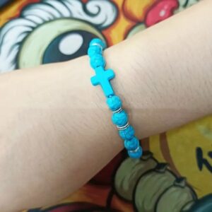 Bohemian Natural Stone Turquoise Cross Beads Bracelet
