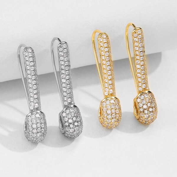 Pin Ear Clip-shaped Vintage Zircon Earrings For Women - Image 2