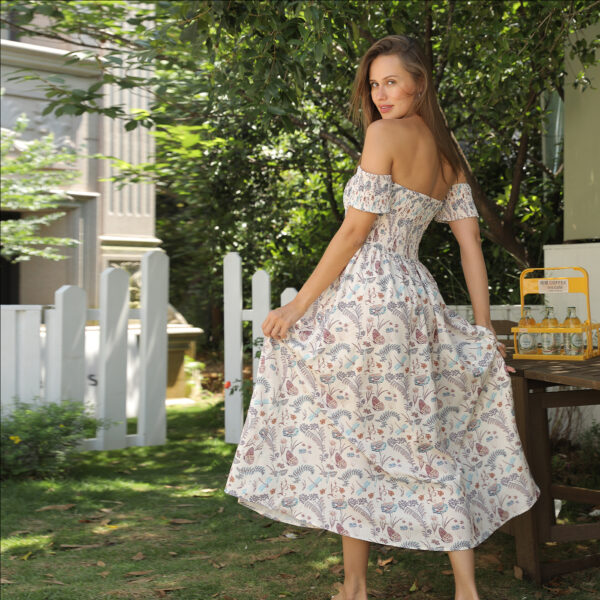 Women's Off Shoulder Strapless Floral Dress - Image 4