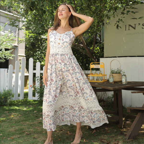 Women's Sleeveless Suspender Floral Dress - Image 7