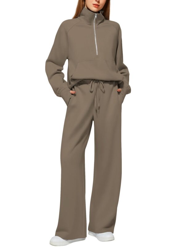 Solid Color Long-sleeved Sweater Trousers Suit Women's Suit - Image 2