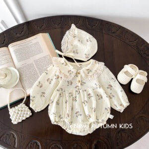 Hat For Free Baby Floral Doll Collar Jumpsuit Clothes For Babies