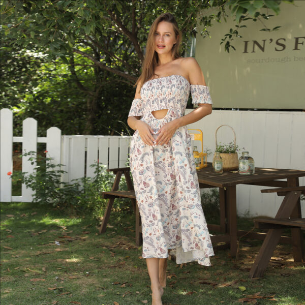 Women's Off Shoulder Strapless Floral Dress - Image 10