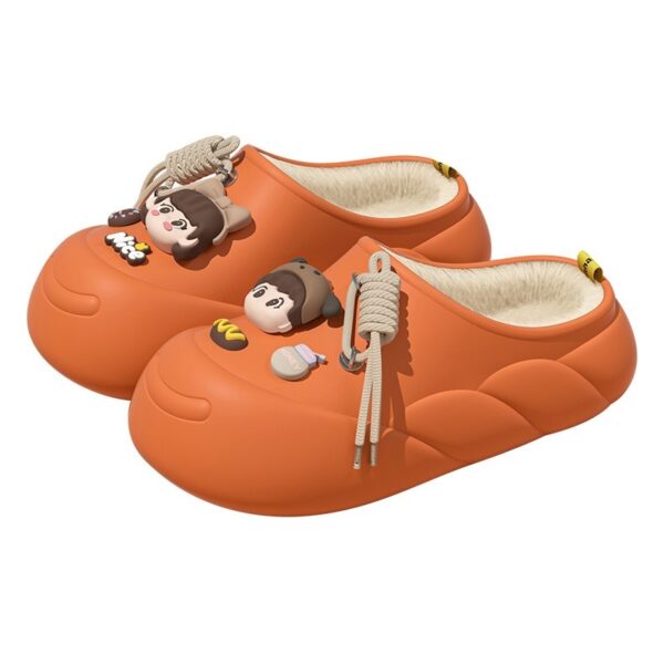 Poop Feeling Winter In Stock Soft Bottom Cartoon Waterproof Toe Cap Cotton Slippers - Image 4