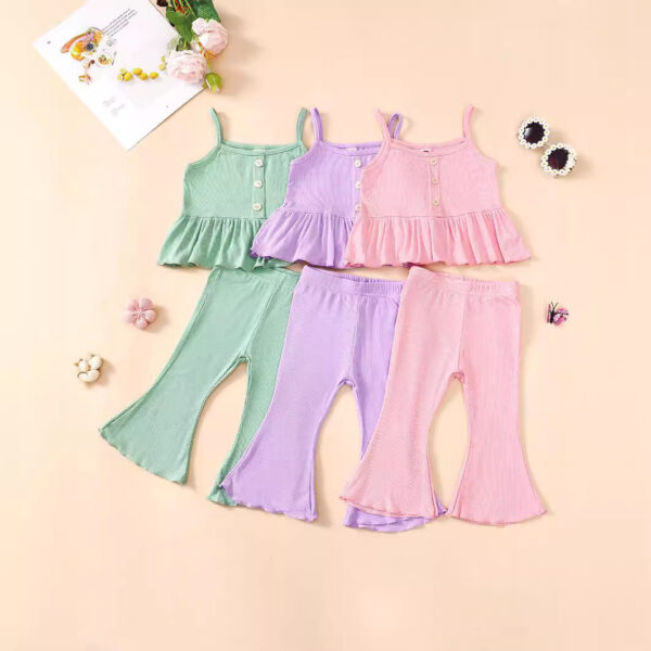 Girls' Tricolor Overall Dress Set