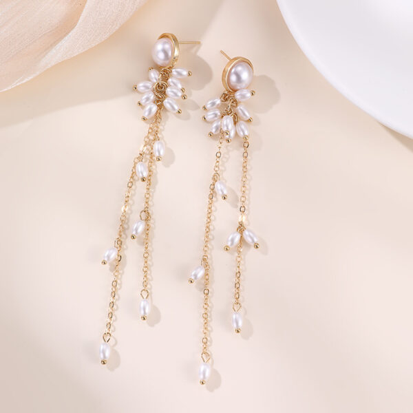 Exaggerated Long Tassel Women's Necklace Big Pearl - Image 2